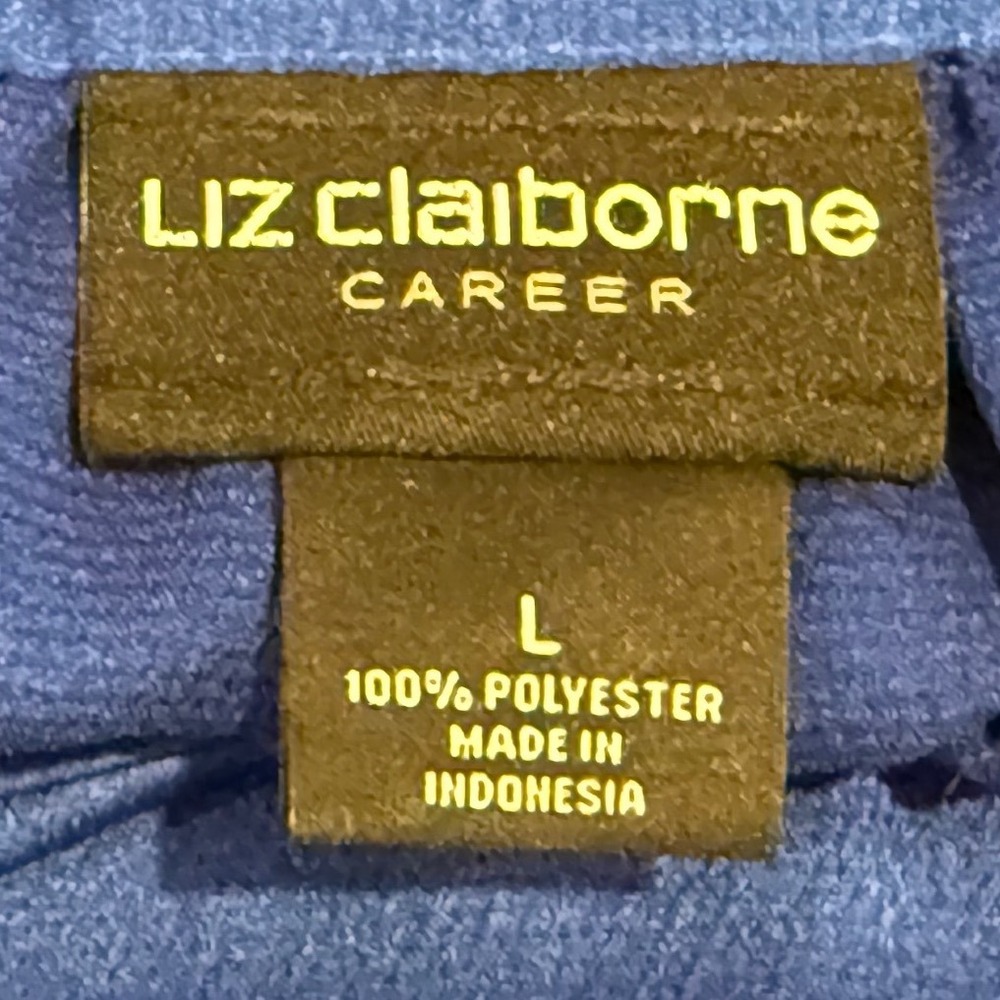 Liz Claiborne Career Womens Blue Sleeveless Pleated Blouse L - Picture 3 of 9